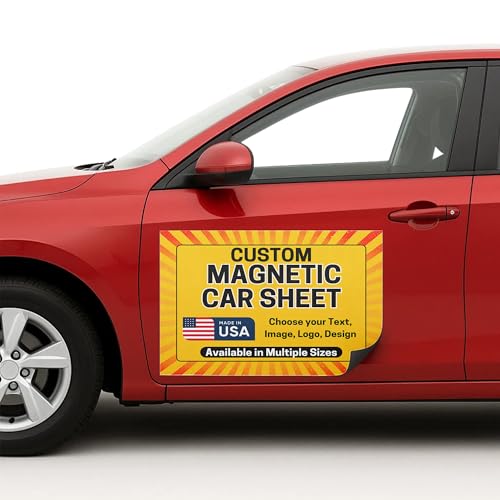 Pack of 2 Custom Car Magnets by DC - Personalized Magnetic Car Signs with Your Photo, Text or Logo | Customizable Car Door Magnet Sheets for Car & Truck | Made in USA | Multiple Sizes | Pack of 2 - color: Magnetic Car Sheet