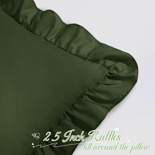 Olive Green Ruffle Body Pillow Cover 20x54 Inch, Ruffled Long Pillowcase for Couch Sofa Bed, Decorative Farmhouse Body Pillow Shams, Pack of 1 - color: Olive Green, size: 54" x 20" (Pack of 1)