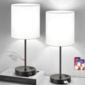 Lynnoland Set of 2 Touch Control Table Lamps with 2 USB & AC Outlet, 3-Way Dimmable Bedside Nightstand Lamps for Bedroom Living Room Nursery, 800 Lumens 5000K Daylight Bulbs Included - color: (2 Pack)White & Matte Black(Base)-5000K Bulbs Included