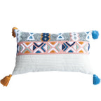 vctops Boho Tufted Throw Pillow Cover with Tassels, Bohemian Geometric Embroidery Cushion Cover Square Decorative Pillowcase for Sofa Couch Bedroom Home Decor, 18"x18" - size: 12"x20"