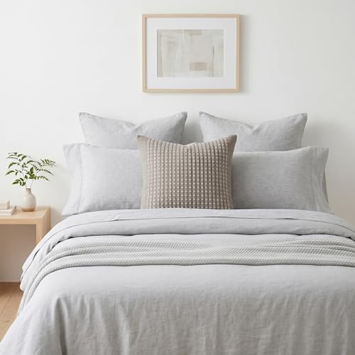SanVia Cotton Throw Pillow Covers 20x20 – Handwoven Jacquard Texture, Fade-Resistant, No Pilling – Hidden Zipper, Decorative Cushion Cover for Sofa, Couch, Bed – Insert Not Included (Striped, Grey) - color: Graphite, size: 20" x 20"