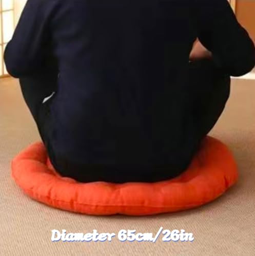 Large Linen Floor Cushions,Round Futon Pillows Japanese Style Tufted Floor Pillows Meditation Cushions for Seating On Pad for Yoga Sofa Balcony(Size:26x26inch,Color:Light Green) - color: Light Green, size: 65x65cm(26x26inch)