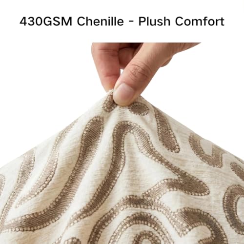Mantle & Mason Lumbar Pillow Covers 12x20 Set of 2, Chenille Modern Abstract Throw Pillow Covers, Beige Luxury Textured Decorative Pillow Cover for Couch Sofa Bed Office - color: Artflow Beige, size: 20" x 12" (Pack of 2)
