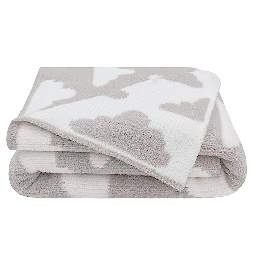 Living Textiles Grey Clouds Chenille Soft Baby Blanket Reversible Premium Cozy Fabric for Best Comfort - for Infant,Toddler,Newborn,Nursery,Boy,Unisex,Throw,Crib,Stroller,Gift, Grey Clouds 40x30 - color: Grey Clouds