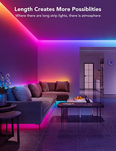 Govee RGBIC LED Strip Lights, 65.6ft Smart LED Lights for Bedroom, Bluetooth LED Strip Lights APP Control, DIY Multiple Colors on One Line, Color Changing LED Lights for Home Decor - size: 65.6ft
