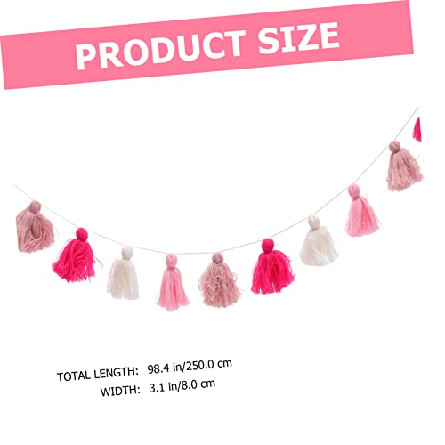 Ciieeo Boho Style Fringed Tapestry Retro Decor Wall Hanging Tassel Adornment Macrame Decor for Living Room - color: Pink