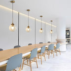 KCO Lighting Mid Century Modern Kitchen Island Pendant Lighting Gold 1-Light Amber Glass Globe Pendant Light Brushed Brass Large Living Room Pendant Light Fixture (2 Pack) - color: Gold+Amber-2PC