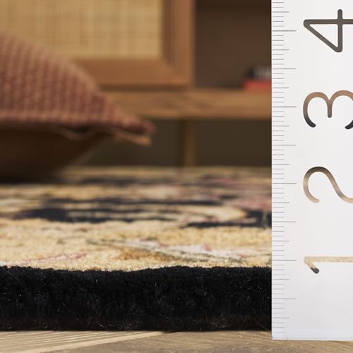 SAFAVIEH Classic Collection 7'6" x 9'6" Oval Black / Gold CL252A Handmade Traditional Oriental Premium Wool Area Rug - size: 7'6" x 9'6" (Oval)