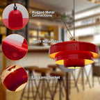 Hanging Lamp Plug in Red Pendant Light Fixtures Mid Century Modern Pendant Lamp Nordic Style Pendant Lighting Metal Shade for Living Room Dining Room Bedroom Kitchen Island - color: Standard-Red (13.5in)