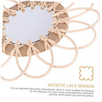 PRETYZOOM 1pc Boho Decorative Woven Mirror Handcrafted Wall-Mounted Makeup Mirror for Beige for Living Room Bedroom Bathroom Wall Art