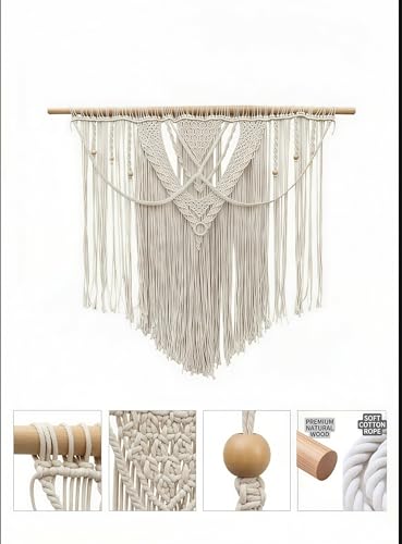 Large Macrame Wall Hanging Macrame Wall Decor Tapestry For Headboard Bedroom Livingroom Boho Fiber Home Art (White-D) - color: White-D