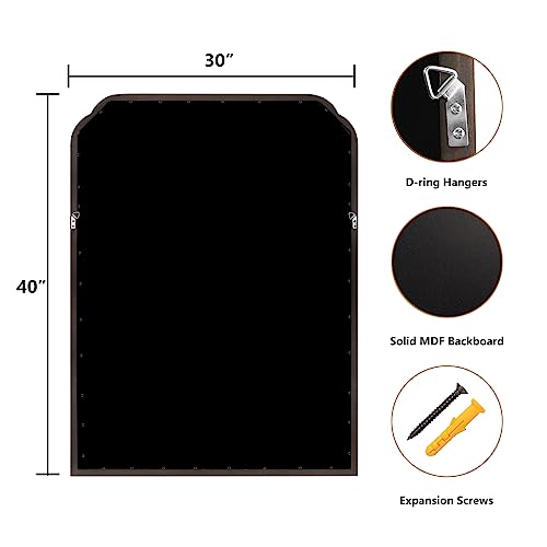 WallBeyond Wood Bathroom Mirrors for Wall Mounted, 30" x 40" Rustic Wood Frame Wall Mirrors Decorative for Living Room or Bedroom Vanity Mirror (Black) - color: Black B, size: 40"L x 30"W