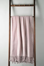 EP Mode Fringed Mulberry Silk Throw Blanket for Sofa (Cameo Pink) - color: Cameo Pink