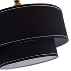 Shrine Lighting Double Drum Chandeliers, Farmhouse Style, Perfect Drum Pendant Light for Dining Room, D20'' x H10'', Adjustable Chains 55'', E12*4 Sockets, Black Linen Fabric Lampshade & Gold Rod - color: Black&Double D20''