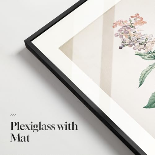 Framed Botanical Floral Wall Art, Set of 6 Vintage Wildflower Prints with Mat, Rustic Farmhouse Nature Flowers Artwork for Bedroom Living Room Hallway Dining Room Modern Neutral Home Decor, 11x14 In - color: Blooming - Black Framed, size: 11" W x 14" H x