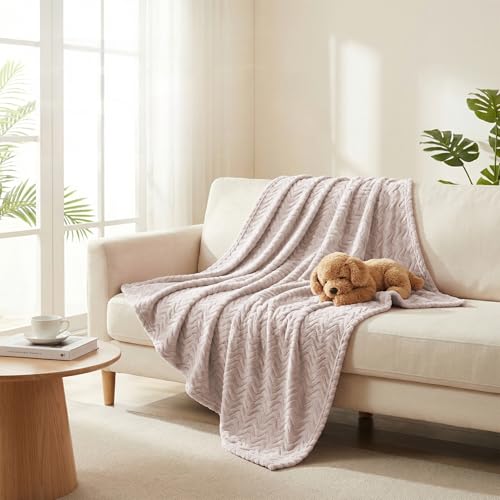 Exclusivo Mezcla Soft Fleece Blanket King Size, Cozy Lightweight Blankets with Decorative Wave Textured Suitable for All Season Use, Camel, 90x104 Inches - color: Camel, size: King ( 90x104 IN )