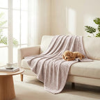 Exclusivo Mezcla Fleece Bed Blanket Queen Size, Lightweight Jacquard for Spring Summer, Soft Cozy Breathable Blankets, Camel, 90x90 Inches - color: Camel, size: Queen ( 90x90 IN )