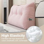 Headboard Pillow Wedge Pillow Headboard Dorm Headboard Twin XL Long Back Pillow for Bed Sitting up Sleeping Bolster Pillow for Mattress Gap Filler - color: Pink