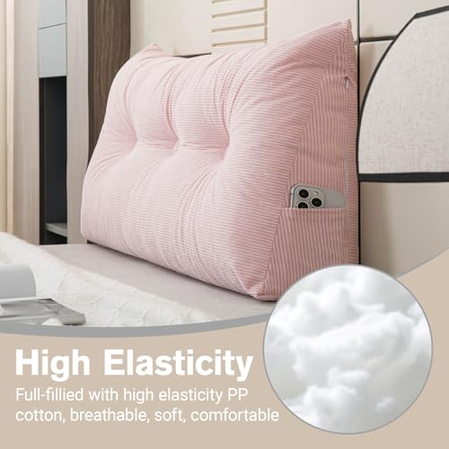 Headboard Pillow Wedge Pillow Headboard Dorm Headboard Twin XL Long Back Pillow for Bed Sitting up Sleeping Bolster Pillow for Mattress Gap Filler - color: Pink