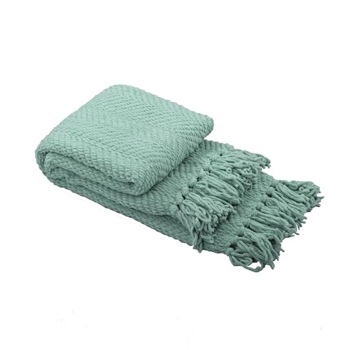 Home Soft Things Throw Blanket Knitted Tweed Throw 50'' x 60'', Silver Blue, Super Soft Cozy Warm Comfortable Breathable Throw for Living Room Chair Couch Bed Sofa Bedroom Home Décor - color: Silver Blue, size: 50 in x 60 in