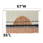 Macrame Wall Hanging Dip Dye Sunset Boho Wall Decor Fiber Art 57" W*35" L - color: Black and Brown