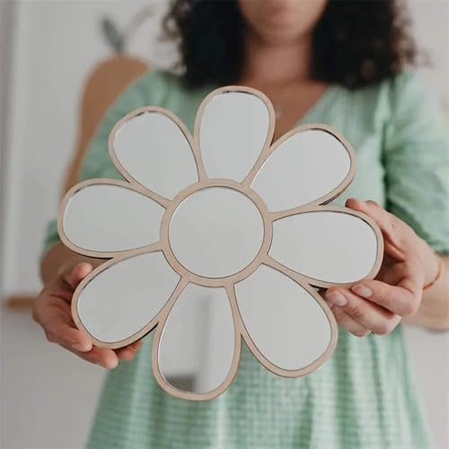 Vintage Boho Floral Mirror, Wall Decor with Daisy-like Petals, Bedroom, Office, Mirror Wall Decor, Living Room Ornament