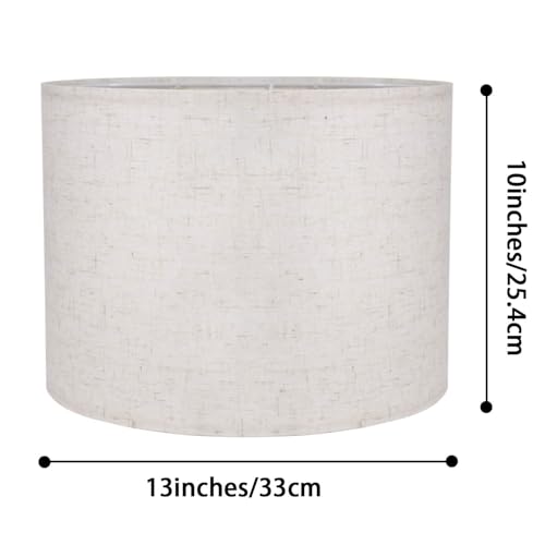 Beige Lamp Shades Set of 2, Medium Drum Lamp Shade 13"Top x 13"Bottom x 10"High(Spider), Lampshades Replacement for Table Lamps Floor Lamps, Natural Linen Hand Crafted, Easy Assembly Required - color: Beige, size: 13*13*10 inch-2 Pack