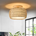 Boho Rattan Flush Mount Ceiling Lights 12 Inch Farmhouse Ceiling Light Fixtures Rustic Wicker Hand Woven Rope Cage for Dining Room Kitchen Bedroom Foyer Hallway Entryway - size: 12 Inch 1 Pack