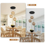 Round 3 Light Boho Pendant Light Rattan Hanging Lamp Hand Woven Wicker Small Chandelier Hanging Lights Fixture for Bedroom Kitchen Hallway Foyer - size: Round 3 Lights