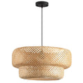 18.12 Inch Bamboo Pendant Light Hand Woven Dining Room Lights Wicker Hanging Bamboo Light Fixture for Living Room Kitchen Bedroom Coffee Restaurant Hallway - color: Bamboo 2-Tier, size: 18.12 inch-2 Layer