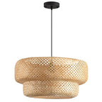 18.12 Inch Bamboo Pendant Light Hand Woven Dining Room Lights Wicker Hanging Bamboo Light Fixture for Living Room Kitchen Bedroom Coffee Restaurant Hallway - color: Bamboo 2-Tier, size: 18.12 inch-2 Layer