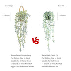 Fake Hanging Plant Decor Indoor, Eucalyptus Artificial Faux Plants in Wall Woven Planters, Jute Hanger with Black Pot Soft Green 1PCS 23Inch Long - size: Jute Hanger-1PCS
