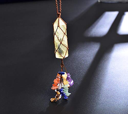 Home Decor Hanging Ornaments Natural Citrine Chakra Ornaments Gemstones Reiki Feng Shui Ornament Window Car Ornament - color: A-style 3