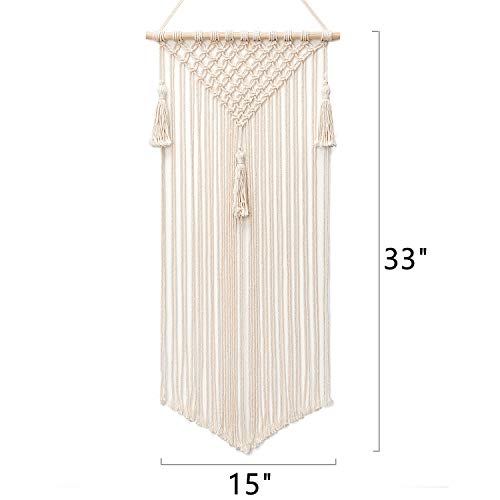 Mkono Macrame Hair Bow Holder Hanging Hair Clips Hanger Headband Storage Organizer Fringe Boho Wall Decor Tassels Bow Organizer for Baby Girls Room Ornament Gift,Ivory(Clips Not Included)
