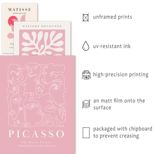 ANERZA 16 PCS Pink Wall Art Decor, Matisse Gallery Wall Prints for Bedroom, Light Pink Posters for Room Aesthetic, Collage Kit Pictures for Living Room, Teen Girls Dorm Home Artwork - color: Pink, size: 11"x14" Unframed