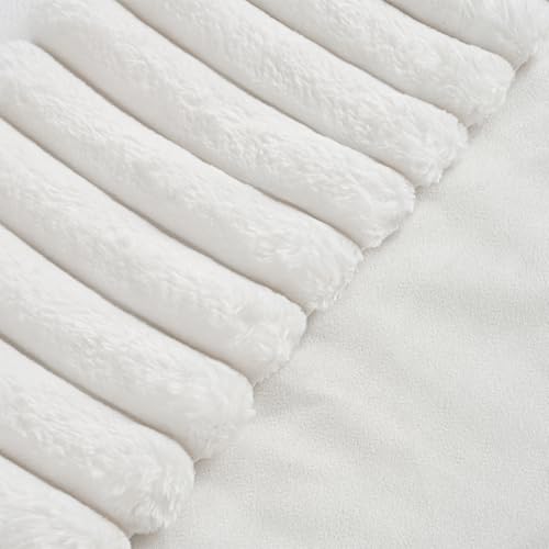 Volcanics Set of 2 Faux Fur Plush Decorative Throw Pillow Covers 18x18 Inches, Striped Cushion Cases Soft Fluffy Accent Pillowcases for Sofa, Couch and Bed, Cream White - color: Cream White, size: 18" x 18" (Pack of 2)