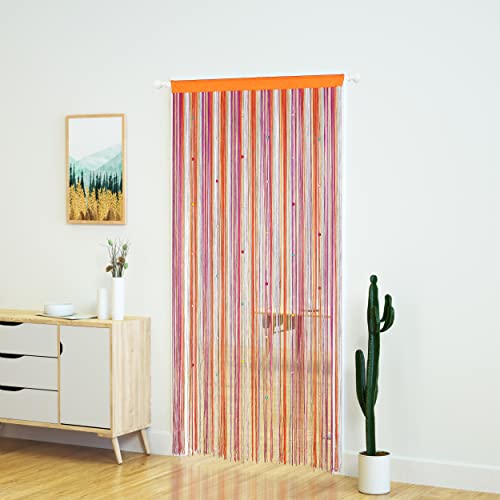 YaoYue Beaded Curtain Door String Curtains for Doorway Tassels Beads Hanging Fringe Hippie Room Divider Window Hallway Entrance Wall Closet Bedroom Privacy Decor (39×79in/100×200cm, Rainbow) - color: Rainbow, size: 39"W x 79"L (Pack of 1)