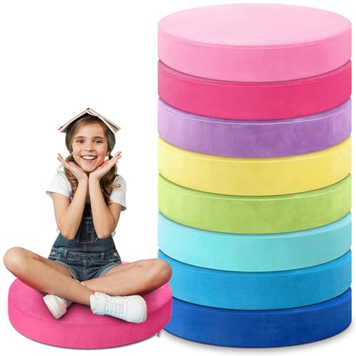 GlikCeil 8 Pcs Round Floor Pillow Cushions for Kids Classroom 15'' Soft Flexible Seating Chair Floor Seats for Reading Corner Playroom - Winter & Spring School Supplies (Candy Collection) - color: Candy Collection