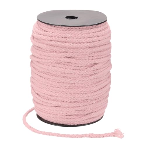 MECCANIXITY Macrame Cord 5mm x 295 ft Handmade Natural Cotton Rope, 8 Strand Twisted Braided Rope Cord for Plant Hanger Wall Hanging Dream Catcher Crafts Home Decoration, Light Pink - color: Light Pink