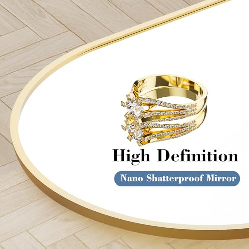 DUMOS 56"x15" Arched Full Length Floor Mirror, Full Body Mirror with Stand, Shatterproof Tempered Glass, Modern Aluminum Alloy Frame, Free Standing or Leaning for Home Decor, Gold - color: Gold-arched, size: 56"L x 15"W