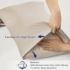 PHF 100% Cotton Waffle Pillow Shams Standard Size, 2 Pack 20" x 26" Soft Skin-Friendly Pillowcases, No Filling, Aesthetic Woven and Breathable Waffle Weave Pillow Case Covers for Bed, Oatmeal - color: Oatmeal, size: 26" x 20" (Pack of 2)