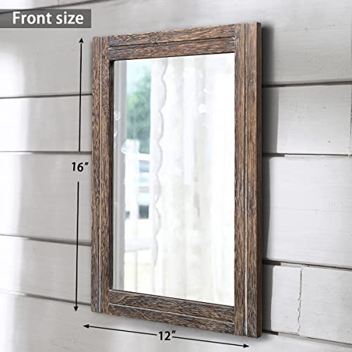 AAZZKANG Mirror with Wood Framed Rectangle Rustic Wall Mirrors Decor for Bedroom Bathroom Living Room Entryway - color: Light Tan, size: 16"L x 12"W