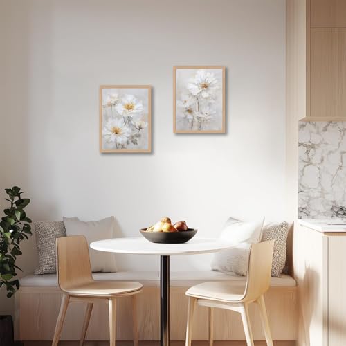 2pcs Framed Modern White Daisy Floral Wall Art -Watercolor Natural Beige Wildflower Canvas Painting -Elegant And Gentle Floral And Plant Artfor Living Room, Bedroom, Office Decor12x16in - color: Watercolor Natural Wildflowers, size: 12x16in