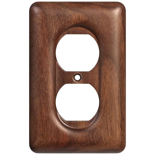 Decorative Outlet Covers Solid North American Walnut Plug Plate Covers, Electrical Wall Plates for Outlets - color: Walnut wood, size: Single Duplex