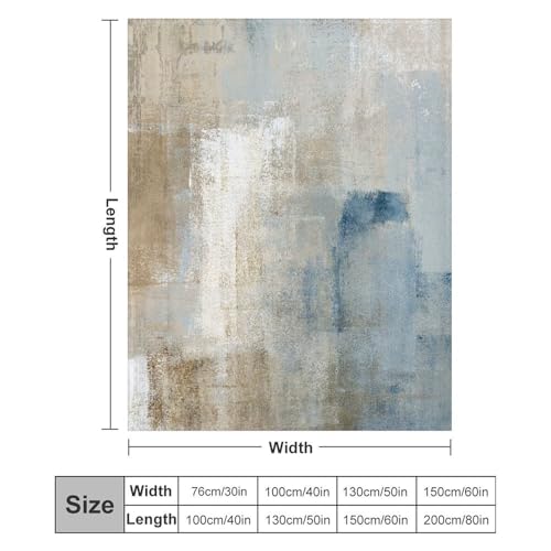 Abstract Gradient Blanket, Modern Fashion Art Blue Grey Brown Painting Strokes Pattern Soft Warm Cozy Plush Flannel Covers for Livingroom Bedroom Couch Chair Camping Travel Home Decor Tapestry 30x40in - color: Abstract-17, size: 30W" x 40L"