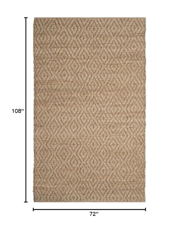 SAFAVIEH Natural Fiber Collection Area Rug - 6' x 9', Natural & Red, Handmade Diamond Trellis Jute, Ideal for High Traffic Areas in Living Room, Bedroom (NF873A) - size: 6' x 9' (Rectangular)