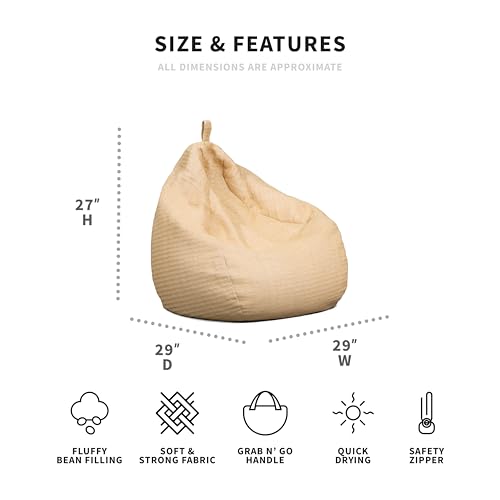 Big Joe Tuffet Weatherproof Bean Bag Chair, Natural Basket Weave, Breathable Weather Resistant Fabric, 2.5 feet Teardrop - color: Natural, size: Tuffet