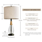 OYEARS 23" Table Lamps for Living Room Set of 2 Bedside Lamps for Night Stands Bedroom Lamps Farmhouse Rattan Boho Lamp Glass Nightlight End Table Lamp with USB C+A (Black),Two Light Points - color: Farmhouse Black