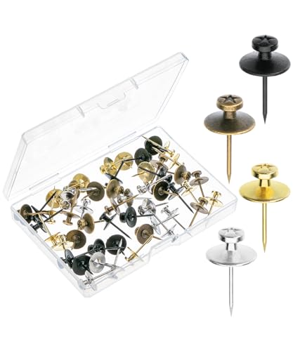 Mr. Pen- Double Headed Picture Hanging Nails, 50 Pack, Mixed Colors Picture Nails, Tacks for Wall Hangings, Wall Pins for Hanging, Wall Nails for Hanging, Thumb Tacks for Wall Hanging, Picture Hangers - color: Black, Bronze, Silver, Gold, size: 50 Pack