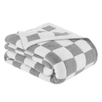 Checkered Throw Blanket, Light Grey Soft Cozy Fluffy Knitted Throw Blankets for Couch, Sofa, Bed, Chair, Warm Fuzzy Travel Picnic Lightweight Plaid Blanket, 60x80 inches - color: Light Grey, size: 60×80 Inch